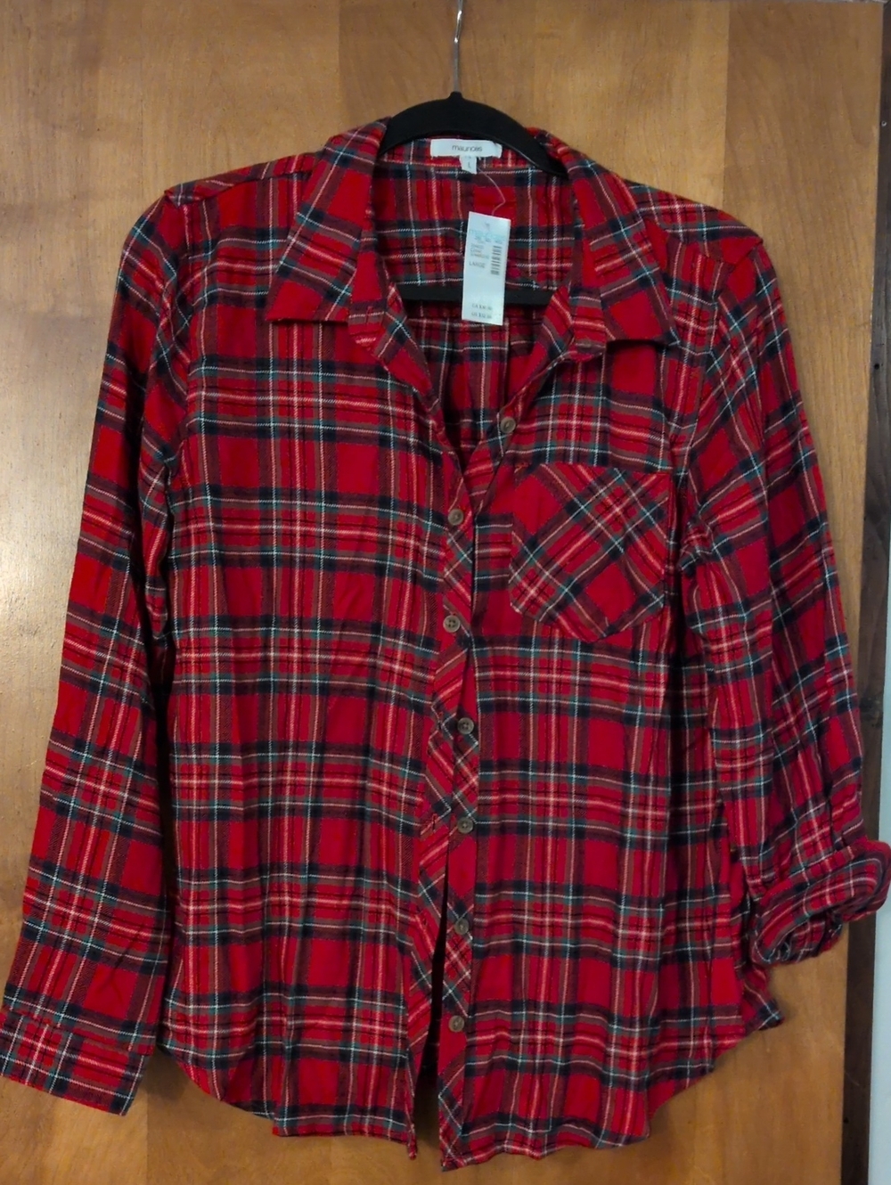 Maurices Red Plaid Button-Down Shirt